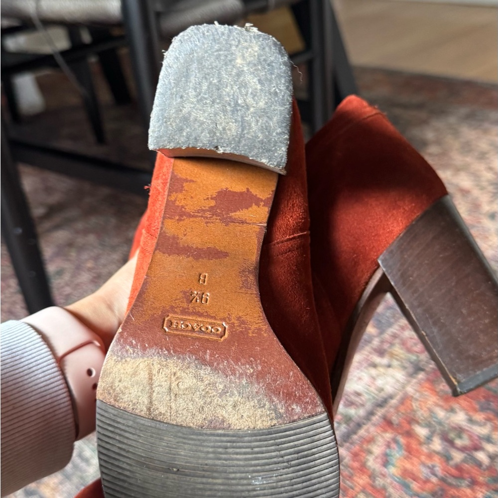 Coach Cory Women's Suede Knee-High Boots - Rust/ burnt orange - Picture 7 of 9